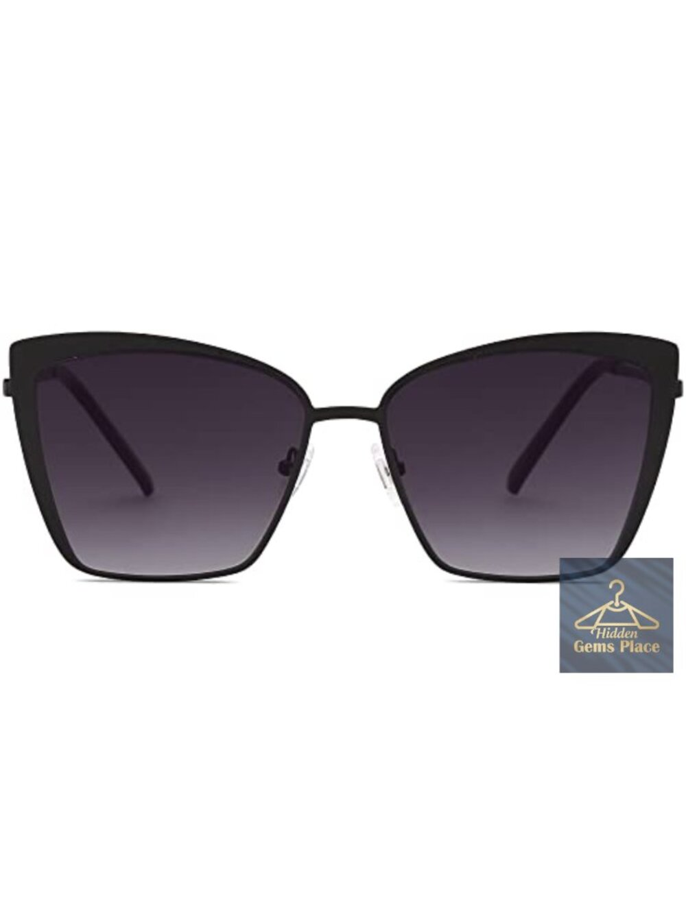 Vintage Cateye Sunglasses Oversized Metal Frame UV400 Protection